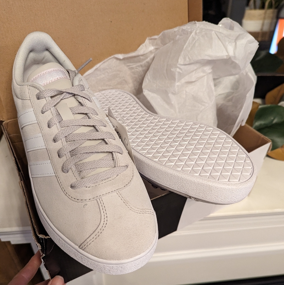 Brand New in Box Adidas VL Court 2.0 Grey Suede Sneakers